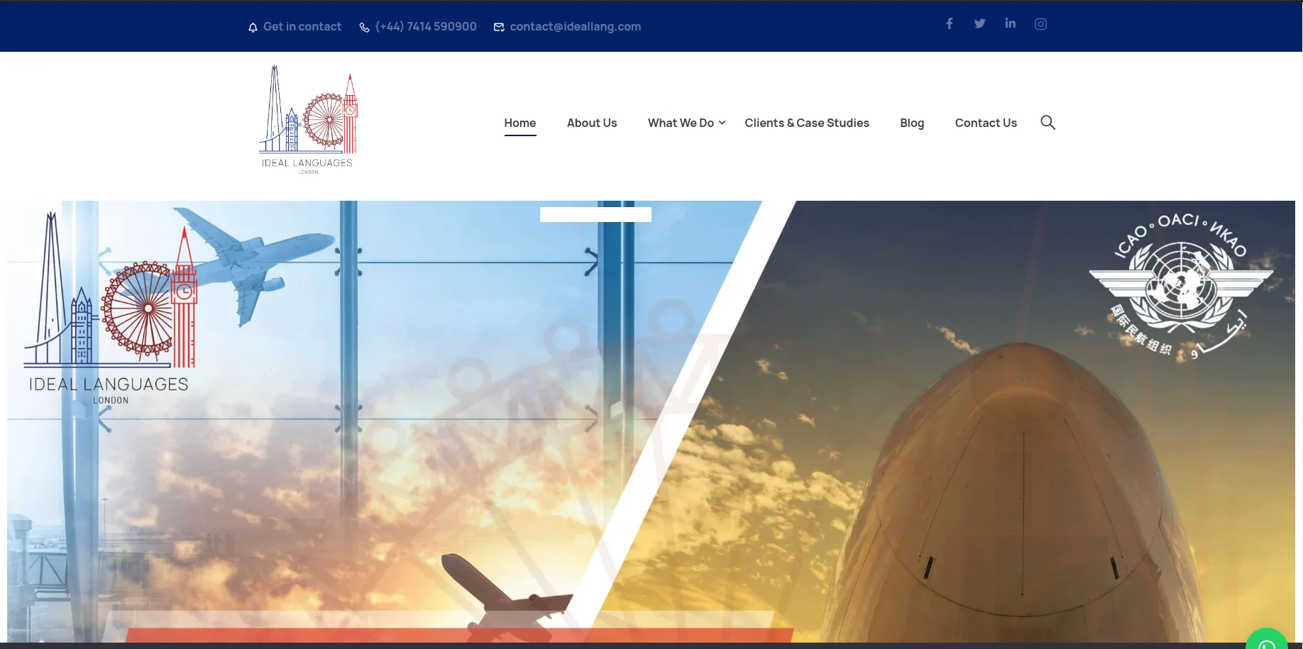 Ideallang English course website screenshot